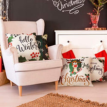 Load image into Gallery viewer, Christmas Pillow Covers 18x18 Set of 4, Farmhouse Christmas Pillow Covers,Christmas Home Decor Winter Holiday Decorative Linen Cushion Cases for Couch Sofa Home Decor

