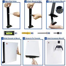 Load image into Gallery viewer, Wall Mount for PS5 Playstation 5 Disc Edition and Digital Edition (Mounts The Console on Wall Near or Behind TV with Invisible Design), Including 2 Accessory Holders for Controller &amp; Headset (Black)

