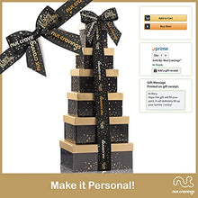 Load image into Gallery viewer, Happy Birthday Tower Gift Basket, Gourmet Nuts &amp; Dried Fruits + Black Ribbon (12 Assortments) Arrangement Platter, Care Package Variety, Healthy Food Tray, Kosher Snack Box for Women Men Adults
