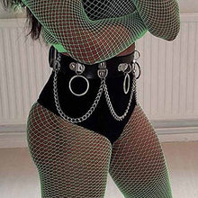 Load image into Gallery viewer, Victray Punk Waist Chain Belt Leather Body Chains Rave Body Jewelry Accessories for Women and Girls (Black)
