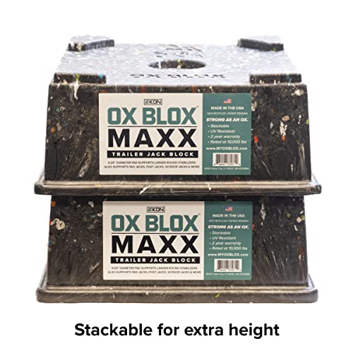 Load image into Gallery viewer, OX BLOX MAXX (6-Pack), RV Jack Block for 9" Round Feet | 5th Wheel Camper Blocks for Stabilizers and Tongue Jack | 9" and Smaller Jack feet nest securely Within ridges | 6 Blocks
