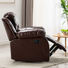 Load image into Gallery viewer, Bonzy Home Air Leather Recliner Chair Overstuffed Heavy Duty Recliner - Faux Leather Home Theater Seating - Manual Bedroom &amp; Living Room Chair Reclining Sofa (Red Brown)
