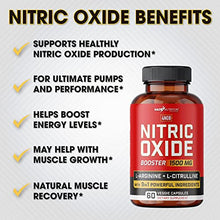 Load image into Gallery viewer, Nitric Oxide Supplement - L Arginine Capsules – Helps to Improve Energy, Endurance &amp; Performance - Pre Workout - Muscle Builder - with All Essential Amino Acid, Maca Root &amp; Beet Root Powder
