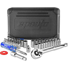 Load image into Gallery viewer, 40 Pieces - EPAuto 1/4-Inch &amp; 3/8-Inch Drive Socket Set with 72 Tooth Reversible Ratchet
