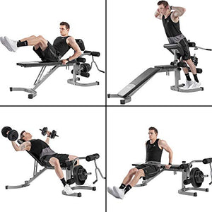 Merax Utility Weight Bench with Leg Extension for Full Body Workout, 550LBS Weightlifting and Strength Training Workout Bench with Adjustable Flat Incline Decline 6+3 Positions for Home Gym