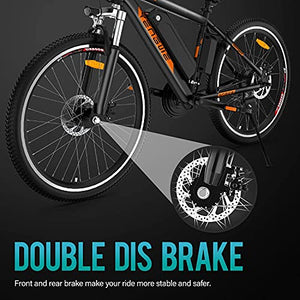 ENGWE Electric Bike Adult Electric Mountain Bike 250W E-Bike 26'' Electric Bicycle with Removable 36V 8Ah Battery, Professional 21 Speed Gear Electric Bicycle (Orange)