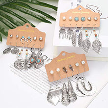 Load image into Gallery viewer, YADOCA 36 Pairs Boho Vintage Drop Dangle Earrings Set for Women Bohemian National Style Studs Hollow Piercing Jewelry Gifts
