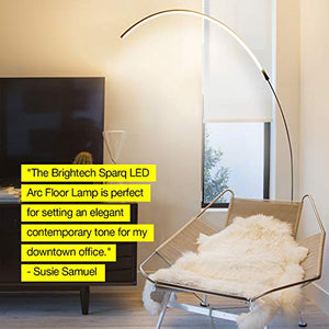 Brightech Sparq - Hanging, LED Arc Floor Lamp - Over The Couch, Contemporary Standing Lamp - Modern, Dimmable Light Arching from Behind The Sofa - Living Room & Office Pole Lamp