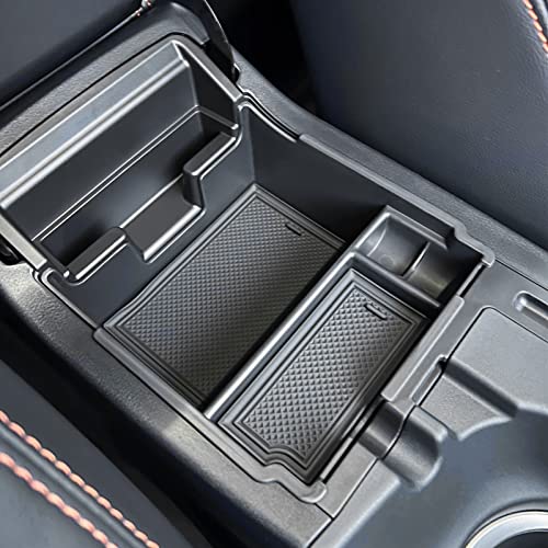 JKCOVER Center Console Organizer Tray Compatible with 2017-2022 Subaru Impreza and 2018-2022 Subaru Crosstrek, ABS Material Insert Armrest Storage Box Accessories, with Black Rubber Trim