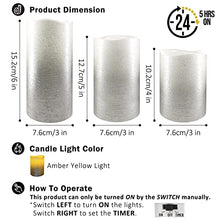 Load image into Gallery viewer, FURORA LIGHTING Glitter Silver Tea Lights Candles with Timer 12 Pack Bundle with Silver Ombre LED Candles Battery Operated 3 Pack
