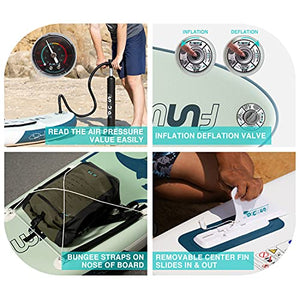 FunWater SUP Inflatable Stand Up Paddle Board Ultra-Light Inflatable Paddleboard with ISUP Accessories,Fins,Adjustable Paddle, Pump,Backpack, Leash, Waterproof Phone Bag,Kayak Seat