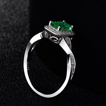 Load image into Gallery viewer, Lanmi 14K White Gold Natural Green Emerald Diamonds Rings Engagement Promise for Women
