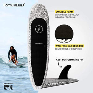Formula Fun 6'4'' Zippers, Foamie Surfboard, Foam Surfboard with No Wax or Resin Required, Durable, Waterproof, and Flexible Foam Board, Made in The USA
