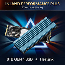 Load image into Gallery viewer, INLAND Gaming Performance Plus 8TB Gen 4 PCIe 4.0 NVMe M.2 SSD with Heatsink Compatible with PS5 &amp; PC, Read/Write Speed up to 7000MB/s and 5800MB/s, 6000 TBW Internal Solid State Drive
