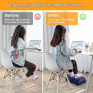 Foot Rest for Under Desk at Work, Ergonomic Memory Foam Foot Stool Cushion for Home Office, Gaming, Computer - Adjustable 2 Heights Under Desk Footrest with Breathable Washable Cover by AMERIERGO