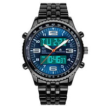 Load image into Gallery viewer, VIGOROSO Men's LED Analog Digital Date Week Sports Outdoor Steel Blue Dial Watch

