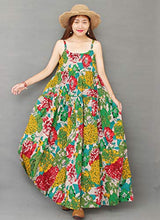Load image into Gallery viewer, YESNO Women Casual Loose Bohemian Floral Print Dresses Empire Waist Spaghetti Strap Long Maxi Summer Beach Swing Dress XS-5X E75 (XS, As Picture10-Multi-Colored)
