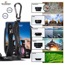 Load image into Gallery viewer, SHUTTERMOON UPGRADED Phone Camera Lens Kit for iPhone 11/Xs/R/X/8/7/6s/Smartphones/Pixel/Samsung/Android Phones Camera. 2xTele Lens Zoom Lens+Fisheye Lens+Super Wide Angle Lens&amp;Macro Lens+CPL (5 in 1)
