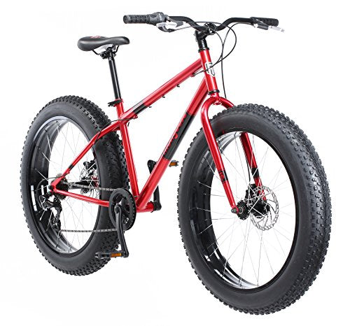 Mongoose Dolomite Fat Tire Mens Mountain Bike,17-Inch/Medium High-Tensile Steel Frame, 7-Speed, 26-inch Wheels, Red