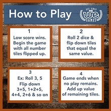 Load image into Gallery viewer, WE Games 4 Player Shut The Box Dice Board Game - Walnut Stained Wood - Large Coffee Table Size - 14 Inches, for Family and Adult Game Night Play in Classroom, Home or Bar
