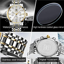 Load image into Gallery viewer, OLEVS Male Wrist Watches, Analog Quartz Business Stainless Steel Waterproof Luminous Watches Luxury Casual Classic Glamour White Big Diamond Dial Date Multi-Function Chronograph Watches for Man
