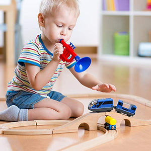 Lebze Battery Operated Action Locomotive Train (Magnetic Connection) - Powerful Engine Travel Train Set Fits Thomas Brio Wooden Train and Tracks - Toy Train Set for Toddlers