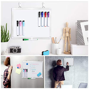 11" x 14" White Boards, Ohuhu 2 Packs Double Side Magnetic Hanging Whiteboards/ Dry Erase Board with 8 Whiteboard Markers, Dry Erase White Board for Fridge, Wall, Glasses, Home Office Aluminum Frame