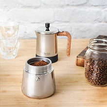 Load image into Gallery viewer, brim 6 Cup Moka Maker with Wood Pattern Handle
