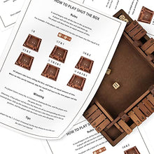 Load image into Gallery viewer, Shut The Box Game Wooden 4 Player, Classic Board Game for Kids &amp; Adults, Educational Math Learning Toy, Table Dice Game for The Party Family or Bar - 12 Inch with 8 Dice
