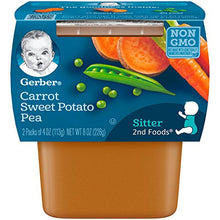 Load image into Gallery viewer, Gerber Baby Food 2nd Foods Blends, Carrot Sweet Potato Pea Puree, Veggie Power, Natural &amp; Non-GMO, 4 Ounce Tubs, 2-Pack (Pack of 8)
