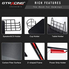 Load image into Gallery viewer, GTRACING Gaming Desk Computer Office PC Gamer Table Racing Style Professional Game Station Z-Shaped with Gaming Controller Tablet Stand &amp; Cup Holder, Black
