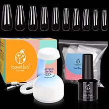 Load image into Gallery viewer, Beetles Nail Tips and Glue Gel Nail Kit, 2 In 1 Nail Gel and Base Gel with 500Pcs Coffin Nails and Innovative UV LED Lamp Easy DIY Nail Art Fast Nail Extension Set Acrylic Nail Kit
