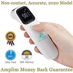Amplim Hospital Medical Grade Non Contact Digital Clinical Forehead Thermometer for Adults, Kids, Toddlers, Infants, and Babies, FSA HSA Approved, 2001W2, White