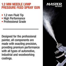 Load image into Gallery viewer, Master Pro 55 Series High-Performance Pressure Feed Spray Gun with 1.2mm Tip - Ideal for Automotive Basecoats, Clearcoats, Primers, Industrial and Woodworking Coatings - Superior Paint Atomization
