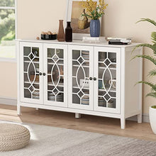 Load image into Gallery viewer, DiDuGo Sideboard Buffet Storage Cabinet with Glass Doors, Wood Buffet Cabinet with Shelves, Accent Furniture, for Dining Room Kitchen White (53.9”L x 15.7”W x 31.9”H)
