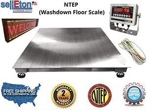 SellEton SL-700-SS-NTEP (48"x48") Washdown Floor Scale - Weighing Scale with Smart Scale Indicator - Heavy Duty Stainless Steel Industrial Scale for Warehouse - Weight Scale (1000 lbs x 0.2 lb)