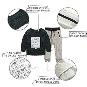 Jobakids Boys 2 Pieces Set Boys Cotton Clothing Set(Black,2T)
