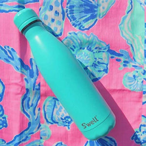 S'well Vacuum Insulated Stainless Steel Water Bottle, 25 oz, Turquoise Blue with matching cap