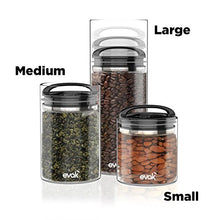 Load image into Gallery viewer, Prepara, Black Gloss handle, Evak Fresh Saver Airless Canister, Glass &amp; Stainless, Small, Medium
