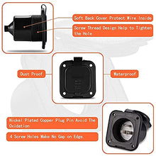 Load image into Gallery viewer, Bundle |WELLUCK 15 Amp 125V AC Power Inlet Port Plug with Integrated 18" Extension Cord, NEMA 5-15 RV Flanged Inlet with Waterproof &amp; Back Cover, 2 Pole 3-Wire Shore Power Plug for Boat
