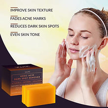 Load image into Gallery viewer, VALITIC 2-Pack Kojic Acid Dark Spot Remover Soap Bars &amp; 1 Pair (Black) Style Korean Exfoliating Gloves for Body Scrub
