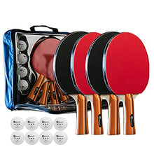 Load image into Gallery viewer, JP WinLook Ping Pong Paddles Set of 4 - Premium Table Tennis Racket 4 Player Set; 8 Game Balls; Good Spin, Pingpong Accessories Racquets Bat Bundle Kit; Cover Case; Indoor Outdoor
