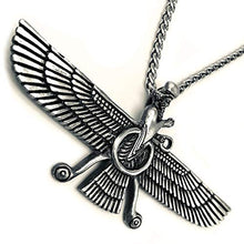 Load image into Gallery viewer, Asoodehdelan Xtra Large Sterling Silver Persian Farvahar Faravahar Necklace
