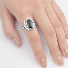 Load image into Gallery viewer, Bali Design Simulated Black Onyx Fashion Ring New .925 Sterling Silver Band Size 8
