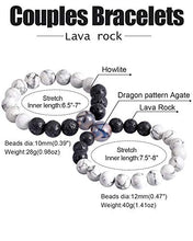 Load image into Gallery viewer, Lightock Couples Bracelets Lava Rock Stone Aromatherapy Anxiety Essential Oils Diffuser Elastic Bracelet for Men Women Friendship Gifts(2pcs)
