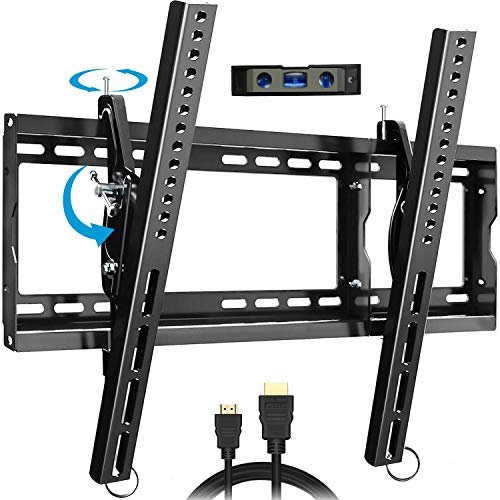 Everstone Adjustable Tilt TV Wall Mount Bracket for Most 32-80 Inch LED,LCD,OLED,Plasma Flat Screen,Curved TVs,Low Profile,Up To VESA 600x400 and 165 LBS,Includes HDMI Cable and Level,Fits 16