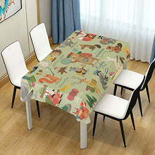 Load image into Gallery viewer, ALAZA Camping Animals Jungle Fox Bear Rabbit Tablecolth Table Cover for Party Dining Room Kitchen Decor,54 X 72,Stain and Wrinkle Resistant Washable Rectangle Table Cloth
