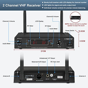 Wireless Microphone System, Phenyx Pro VHF Cordless Mic Set with 1 Handheld+1 Headset+1 Lapel+1 Bodypack, Stable Signal, Long Range, Best for Presentation, Interview, Church, Wedding,Events (PTV-1B)