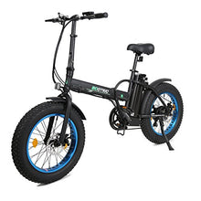 Load image into Gallery viewer, ECOTRIC Electric Fat Tire Bicycle Folding Bike 36V 12Ah 500W Lithium Battery Beach Snow Mountain 20" Ebike Moped - Extra Free Rear Rack(Black&amp;Blue)
