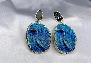 14k Gold Plated Imitation Agate Acrylic Resin Earrings Starry Sky Dangle Earrings with Stud for Valentines/Mothers-Day, Birthday, Day,Women/Girl Gift